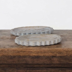 Plateaux de service en détresse de forme ovale texturée Ensemble de 2 bois de manguier lavé à la main décor de Table de cuisine à la maison de Noël - Product Image 5