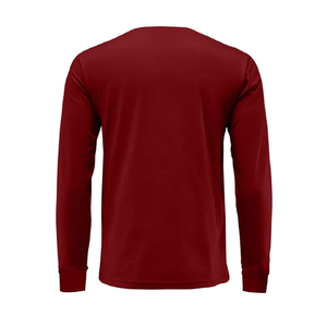Maroon Color <b>Men's</b> Fashionable Solid Color <b>V</b> <b>Neck</b> <b>T</b> <b>Shirts</b> Customized Design Casual Long Sleeve Solid Color <b>T</b> <b>Shirts</b> For <b>Men</b> - Product Image 2