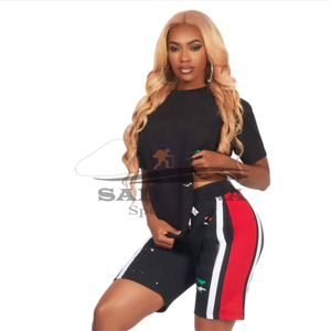 Ensemble T-shirt et short d'entraînement en coton de haute qualité pour femmes-Confortable et respirant pour toute la journée - Product Image 4