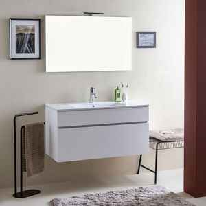 Gabinete de Baño Suspendido en la Pared de 100 cm con Cajón Blanco Efecto Madera Shanghai - Product Image 1