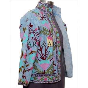 Handmade Women's Suzani <b>Quilted</b> Knitted Cotton <b>Jacket</b> Elegant Embroidery Comfortable Open Front Pockets Trendy Winter Outerwear - Product Image 4