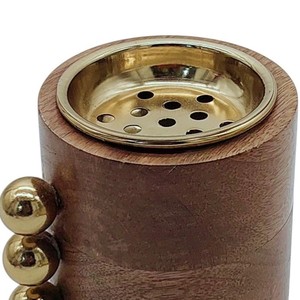 Modern Cylinder Wooden <b>Bakhoor</b> Burner Gold Beaded Accents Mabkhara Arabic <b>Oud</b> Incense Holder Luxury Charcoal Censer Home Decor - Product Image 4