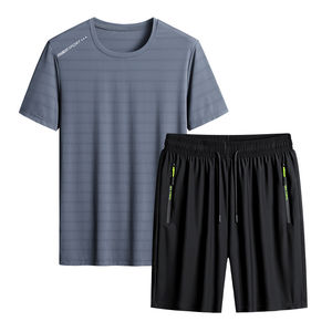 Conjunto de ropa deportiva de verano personalizada Unisex 2025, recién llegado, pantalones cortos de poliéster de manga corta para correr, camiseta teñida con lazo, pantalones activos - Product Image 6