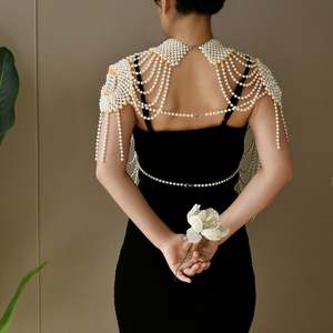 Robes de bal Bridella VG66, châle en perles ivoire avec drapé doux, enveloppe chaude, accessoire élégant et luxueux pour les mariages et les événements formels - Product Image 2