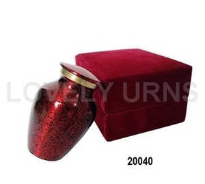 <b>Small</b> Red Metal Keepsake <b>Urn</b> <b>for</b> <b>Human</b> <b>Ashes</b>-Personalized Cremation Memorial Box - Product Image 1