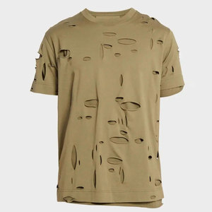 Camiseta con Logotipo Personalizado para Hombre, con Dobladillo Deshilachado, Corte Holgado, Algodón Premium, Proveedor Mayorista OEM ODM - Product Image 6