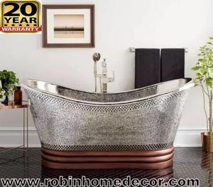 Baignoire en cuivre de style antique, support de sol fait main pour salle de bain, meilleur prix auprès de l'exportateur indien - Product Image 5