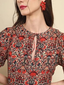 Main indienne bloc coton robe courte femme robe de soirée élégante robe d'été imprimé floral robe personnalisée mariée cadeau de mariage - Product Image 4