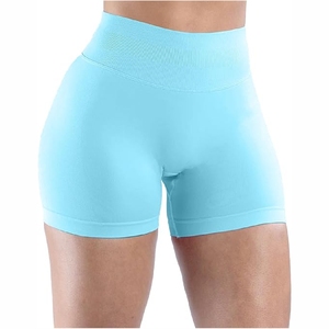 Mallas de yoga sin costuras exigibles para mujer al por mayor de calidad profesional, pantalones cortos de cintura alta sin costuras pantalones cortos de yoga para mujer - Product Image 1