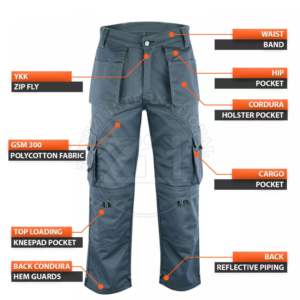 Chaleco de Seguridad Amarillo, Pantalones de Trabajo, ANSI Clase 1, EN ISO 20471 Clase 2, Resistente a Ácidos, Ignífugo, Impermeable, con Logotipo Reflectante LED - Product Image 3