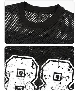 T-shirt de gymnastique pour hommes en gros personnalisé surdimensionné 100% coton tricoté maille maillot de football à manches courtes sport imprimé maillot - Product Image 3