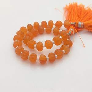 Carnelian Carved Gemstone Pumpkin Beaded Strands 8 Inch Long Loose Stone Melon Bead Strand Supplier from India - Product Image 1