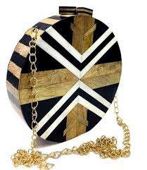 Embrayage en résine de luxe de qualité supérieure pour les fêtes de mariage en laiton poignée embrayage fabriqué par résine en bois fait à la main - Product Image 3