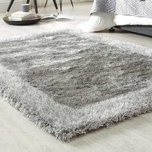 Juego de Alfombras Peludas con Borde Plateado Brillante, Color Gris Plateado, 80X150 cm - Product Image 1