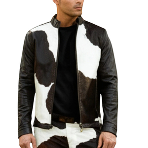 New Cowhide Leather <b>Canvas</b> <b>Jacket</b> Pant Crew Neck Front Logo Casual Windproof Eco-Friendly Full Grain Unisex Camouflage Moto - Product Image 3
