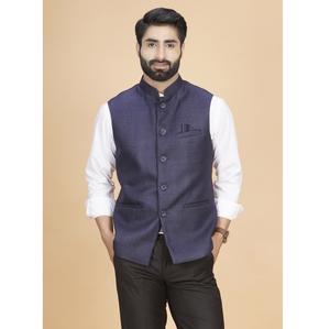 Gilet classique bleu marine de qualité export pour uniformes de bureau, banquets, cérémonies et usage quotidien professionnel, disponible à prix d'exportation - Product Image 1