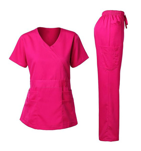 Conjunto de uniformes médicos para mujer, pantalones superiores elásticos suaves con cuello en V, bolsillos de carga multibolsillos, uniformes de Enfermería de diseño al por mayor, hospitales - Product Image 4
