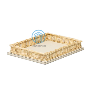 Tendance chaude contemporaine Plateaux de service rectangulaires en rotin laqué Plateau décoratif en rotin mélangé élégant du Vietnam - Product Image 3