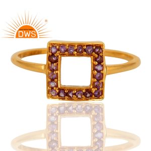 Meilleure vente Bague empilable en argent sterling plaqué or 18 carats avec améthyste naturelle Fabricant de bijoux personnalisé - Product Image 3