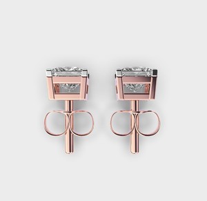 Pendientes de Diamantes Cultivados en Laboratorio con Corte Princesa, Certificados por IGI, Oro Rosa/Amarillo/Blanco de 14K, Engaste en Caja, Pendientes Solitarios de Diamantes - Product Image 4