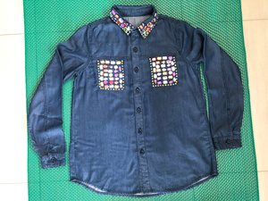 Veste en strass pour hommes personnalisée unisexe Stone Vintage Wash pour hommes - Product Image 5