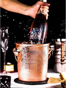 5 L Stainless Steel <b>Ice</b> <b>Bucket</b> Champagne <b>Bucket</b> with Copper Plated Rose Gold Finish for Bar, Hotel & Party Bulk Wholesale Supply - Product Image 3