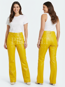 Pantalon en cuir noir droit pour homme et femme, pantalon en cuir de veau, texture grainée, respirant, hiver, automne, pantalon en cuir flexible - Product Image 2