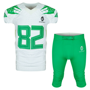 Uniforme de football américain de l'équipe blanche et verte à séchage rapide de concepteur personnalisé maillot de football américain de retour de jeunesse - Product Image 1