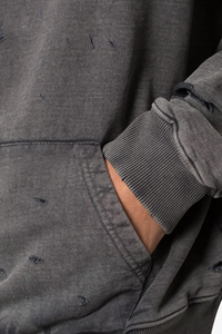 Vente en gros de sweats à capuche délavés 2025 lourds pour hommes de haute qualité en coton molletonné Vintage Distressed Acid Wash Pull Design pour l'hiver - Product Image 3