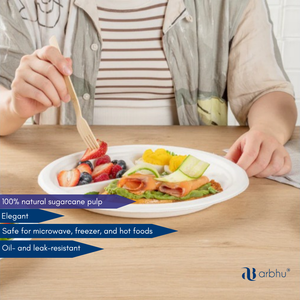 Vaisselle et vaisselle en bagasse de canne à sucre jetables durables pour la cuisine et l'assiette ronde en bagasse à emporter pour la fête - Product Image 2