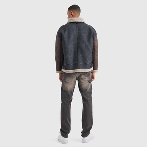 Chaqueta de invierno de cuero para hombre con cuello de piel de oveja modernizada que ofrece atractivo elegante y calidez funcional para el clima frío - Product Image 6