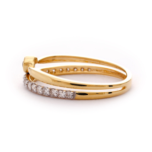 Bague de fiançailles en or rose de luxe à double bande avec diamants pour femmes, bijoux fins, cadeau - Product Image 3