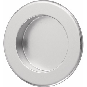 Tirador de aluminio HERMETA con diseño de concha, anodizado plateado, de 50 mm, redondo, para mesas o armarios redondos - Product Image 1