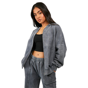 Conjunto de chándal cómodo con cremallera para mujer, chaqueta deportiva de dos piezas de cintura alta, pantalones elásticos para correr, Yoga al aire libre - Product Image 3