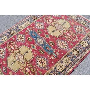 Alfombra tradicional de lana rojo Beige de 5,2x7,4 pies de área grande rectángulo turco patrón abstracto látex 10mm para alfombra de habitación de pasillo - Product Image 5