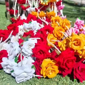 6 Feet Artificial Velvet Rose With White Pearl Garlands String For Nikha <b>Curtain</b> Decor Ceiling Decoration Side <b>Door</b> Hanging - Product Image 1