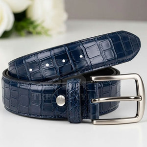 Ceinture en cuir gaufré croco de haute qualité, design élégant pour les looks décontractés et formels, ceinture en cuir gaufré croco classique et tendance - Product Image 3