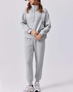 Custom 2024 Fall Women's 2-Piece Sets <b>Long</b> Sleeve Tracksuit Joggers & Half Zip Sweatsuit <b>Matching</b> Outfits for Travel & Sports - Product Image 4