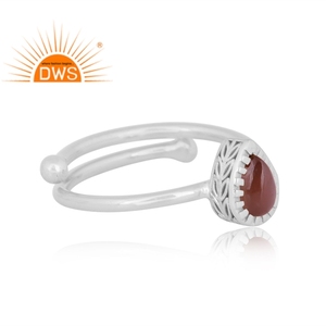 Latest Design Fine Sterling Silver Natural Chocolate <b>Moonstone</b> Gemstone Adjustable Ring Jewelry Manufacturer - Product Image 3