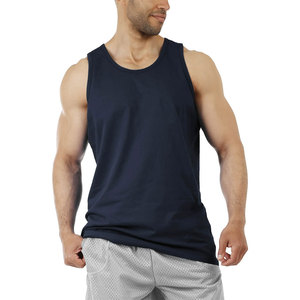 เสื้อกล้ามฟิตเนสสำหรับผู้ชายเสื้อออกกำลังกายผ้าฝ้ายสีกรมท่า - Product Image 3
