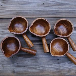 <b>Wooden</b> Water <b>Ladle</b> Japanese Style <b>Wooden</b> Scoop <b>Ladle</b> Water Dipper Bath Scoop for Water Sauna Garden Tea - Product Image 6