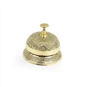 Cloche de bureau classique en laiton massif antique avec travail d'art traditionnel | Cloche de bureau bruyante - Product Image 6