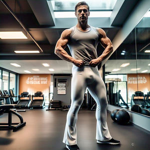 Leggings de compression évasés pour hommes pour l'entraînement, vêtements de musculation, vêtements de fitness avec pantalon évasé, leggings de sport évasés - Product Image 1