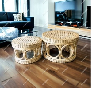 Petit tabouret multi-usages en rotin pour plante Chaise de bébé Nouveau design Tabouret bas pour salon Console ronde en incrustation d'os - Product Image 2