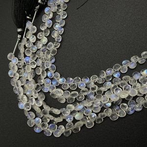 Cuentas de Briolette con forma de corazón facetado de piedra lunar arcoíris, piedras preciosas naturales para joyería - Product Image 6