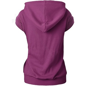 New Design Fashion Women's Hoodies Breathable Sleeveless Crop Top Pullover Slim Sleeveless Women Custom logo Hoodie <b>Purple</b> Dyed - Product Image 3