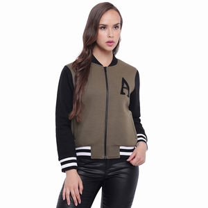 Nouvelle Arrivée OEM - Blouson Teddy Femme Tissé Uni, Manches en Cuir, Doublure Coton Respirante - Idéal Hiver - Product Image 1