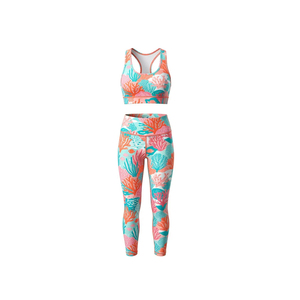 Ensembles de yoga 2 pièces pour femmes, personnalisables, respirants, à devant uni, taille élastique, grandes tailles, avec logo personnalisé, vente chaude en gros - Product Image 1