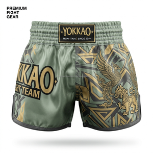 Pantalones Cortos de Lucha Libre con Diseño Personalizado de Fábrica, Logotipo Frontal con Estampado Dorado, Satén Retro, Duraderos, Unisex, para Entrenamiento de Boxeo - Product Image 3
