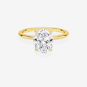 Anillo de Compromiso Petite Solitaire con Diamante Ovalado Cultivado en Laboratorio, Anillo de Oro de 9k - Product Image 1